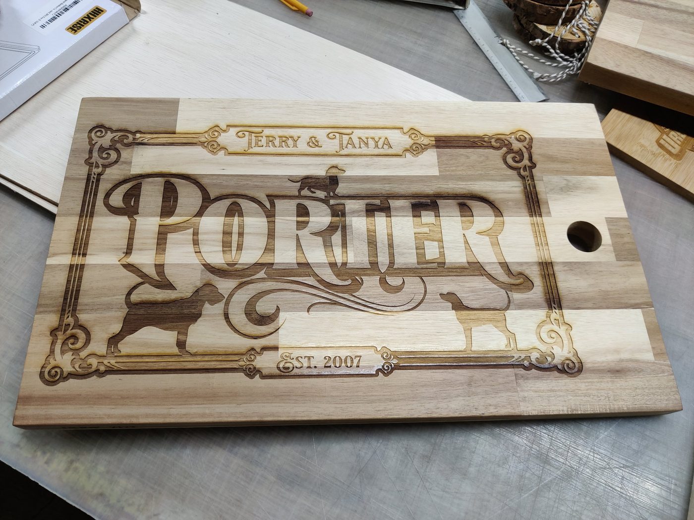 Engraved family name boards — Ornate family name designs