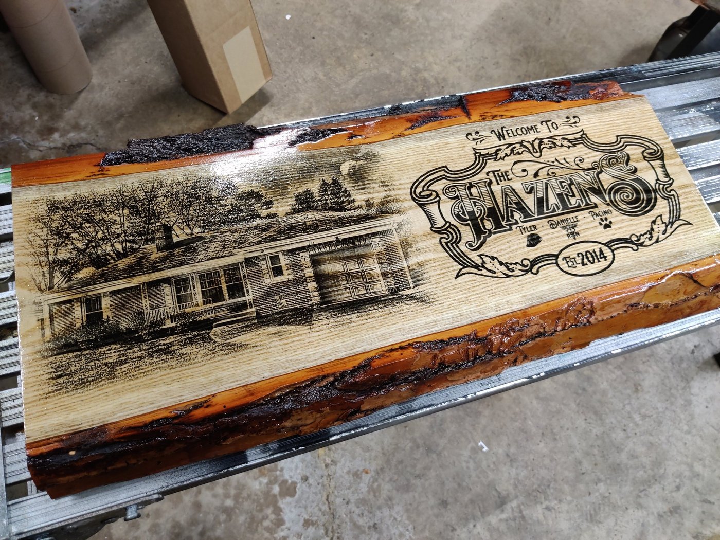 Live-edge house signs — House photos & family lettering
