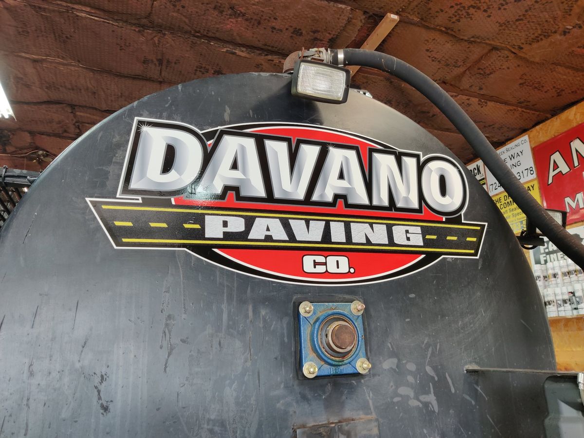 Semi & equipment lettering — Paving tank logo
